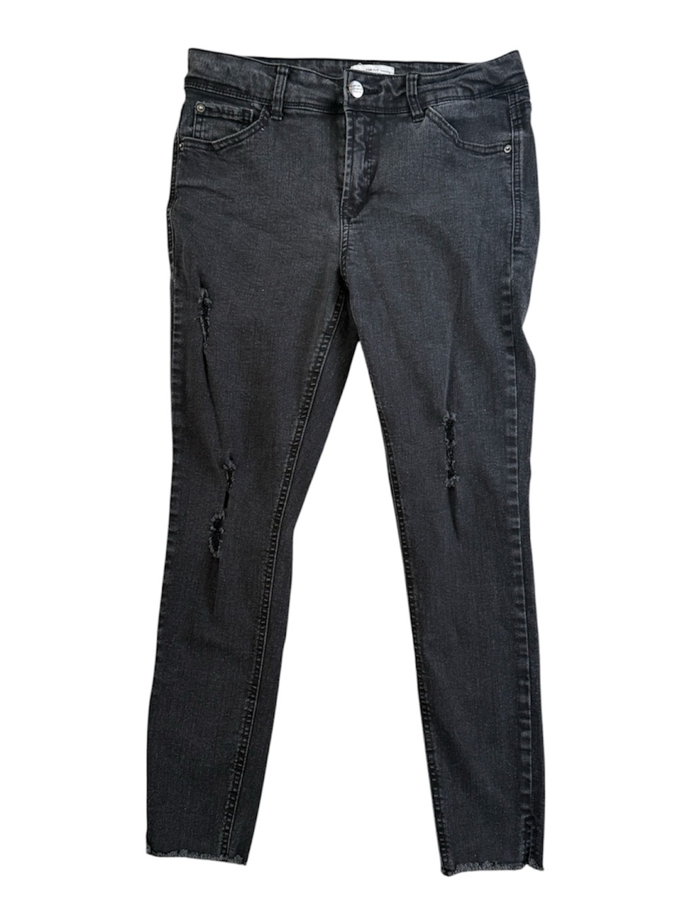 For The Republic Black Distressed Cropped Skinny Jeans